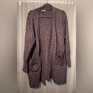Purple tweed women’s sweater cardigan size 1X